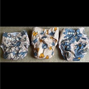Floral Print Cloth Diapers - Blue and Yellow